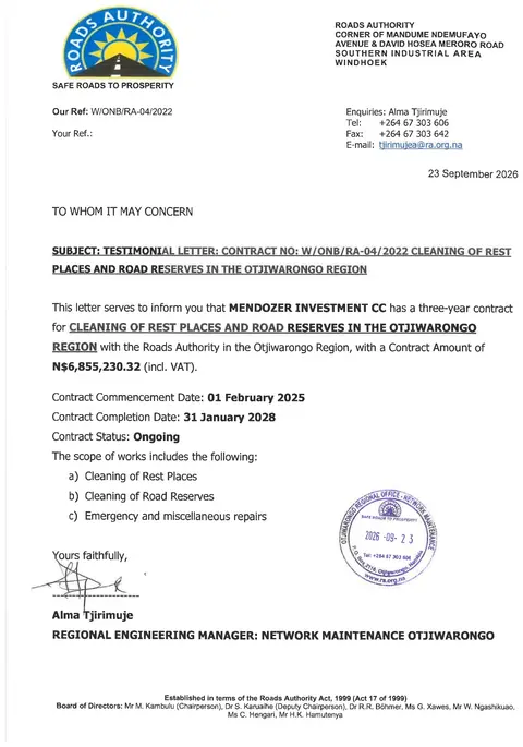 Testimonial from Roads Authority