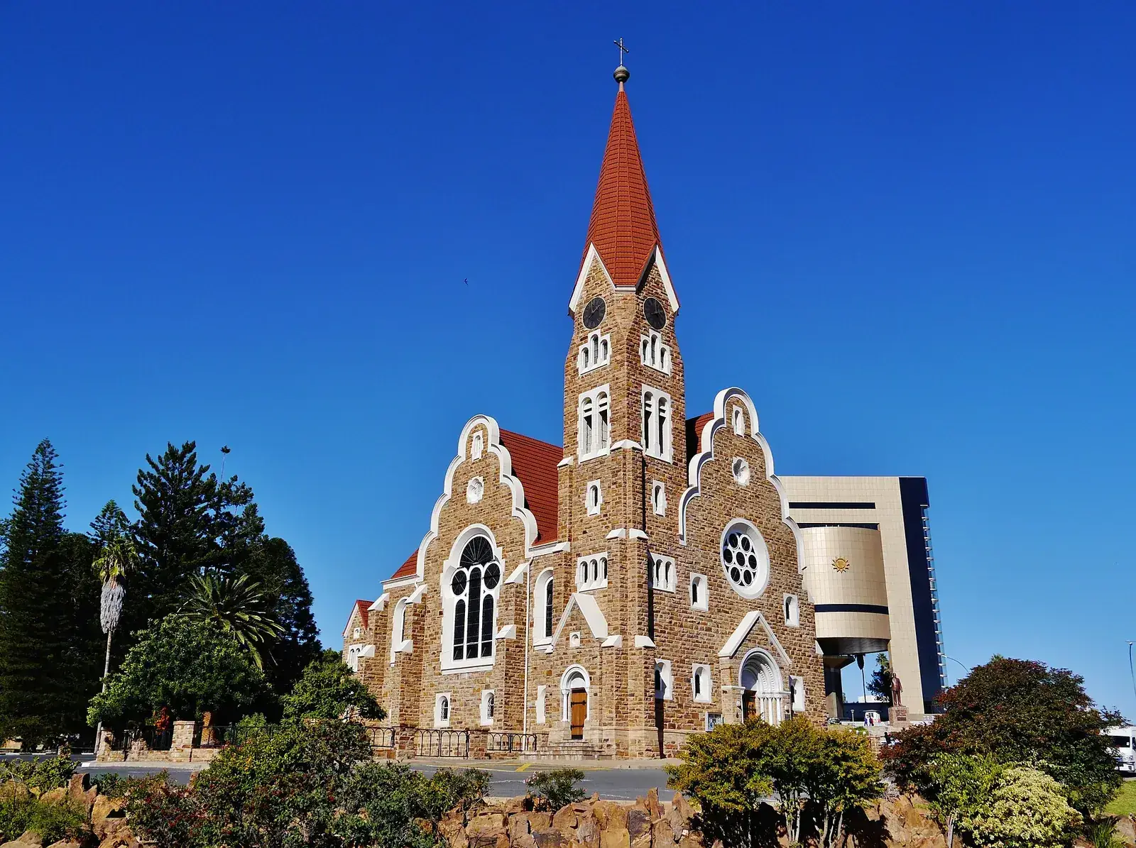 The Independence Memorial Museum in Windhoek with the Christ Church behind it