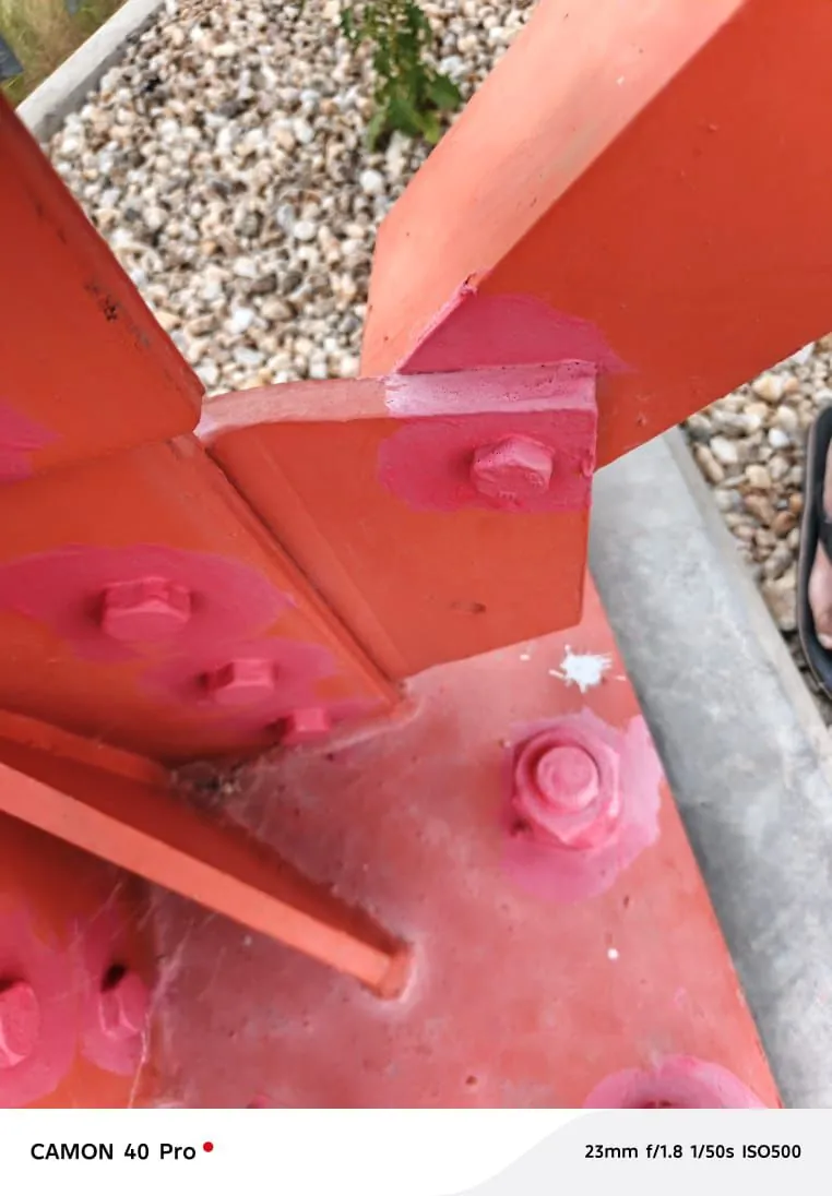 A close view of industrial structural hardware