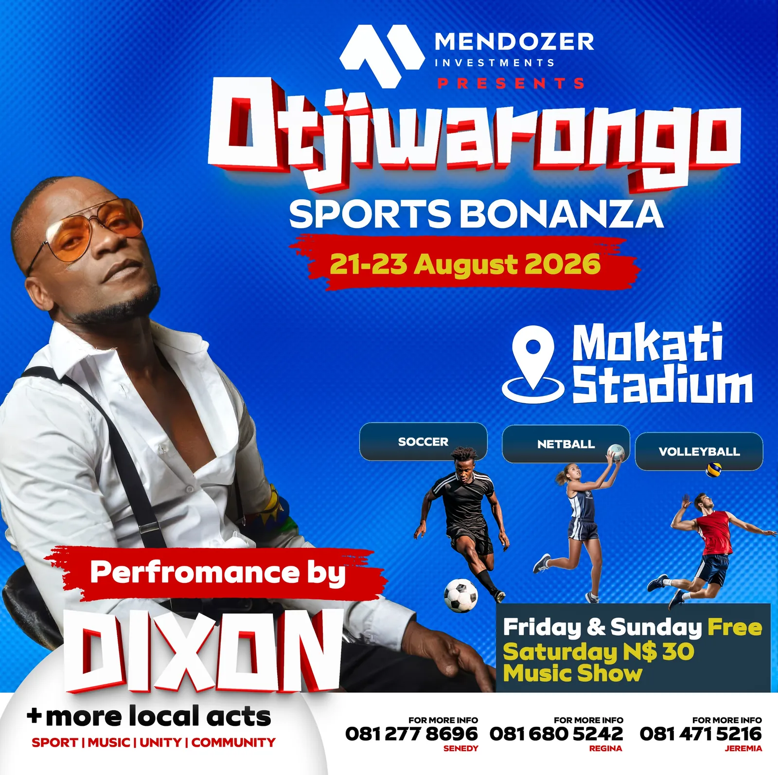 Dixon poster for Otjiwarongo Sports Bonanza 2026