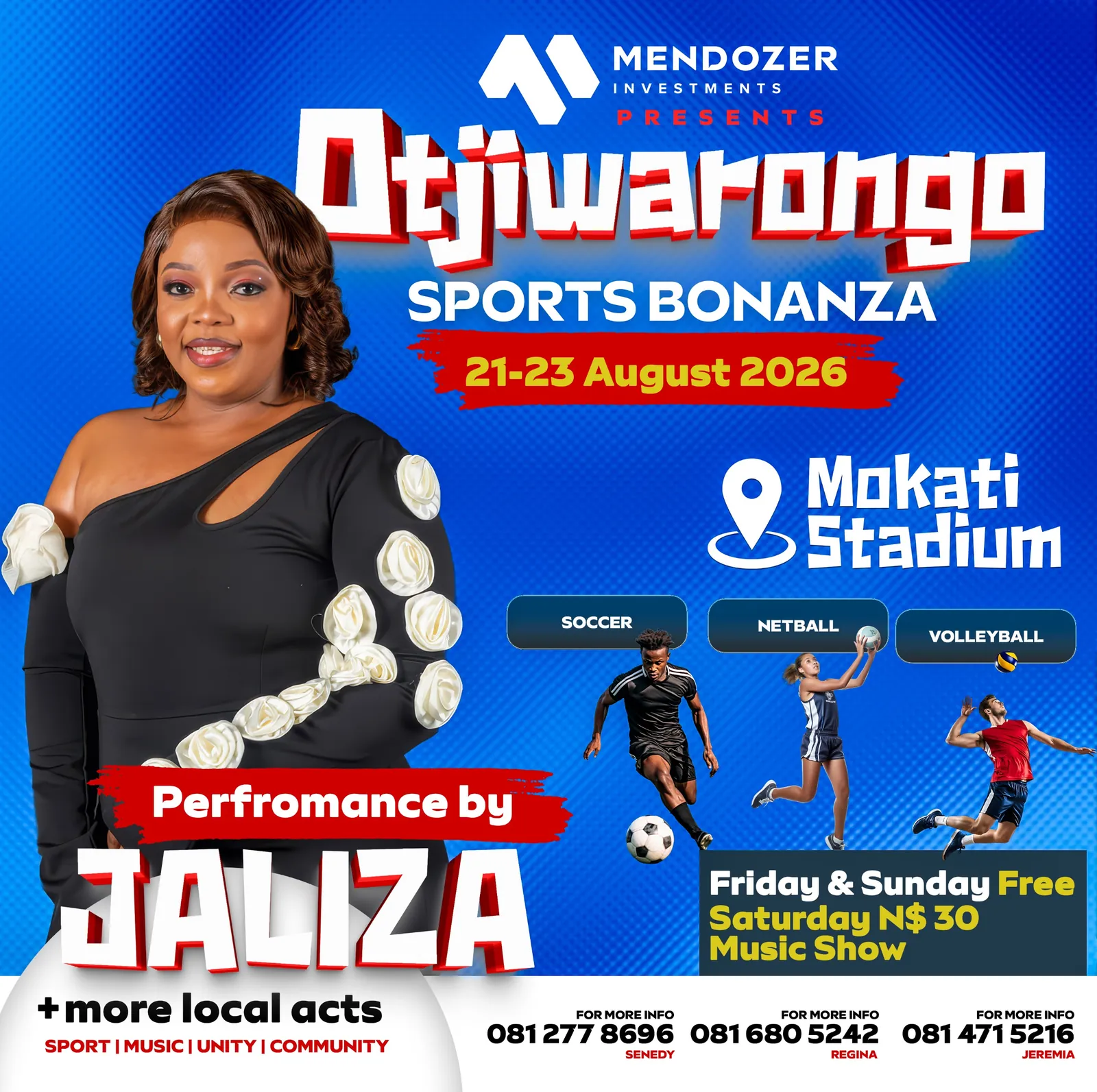 Jaliza poster for Otjiwarongo Sports Bonanza 2026