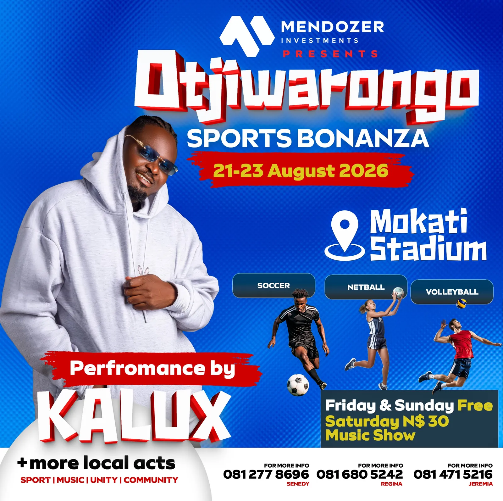 Kalux poster for Otjiwarongo Sports Bonanza 2026