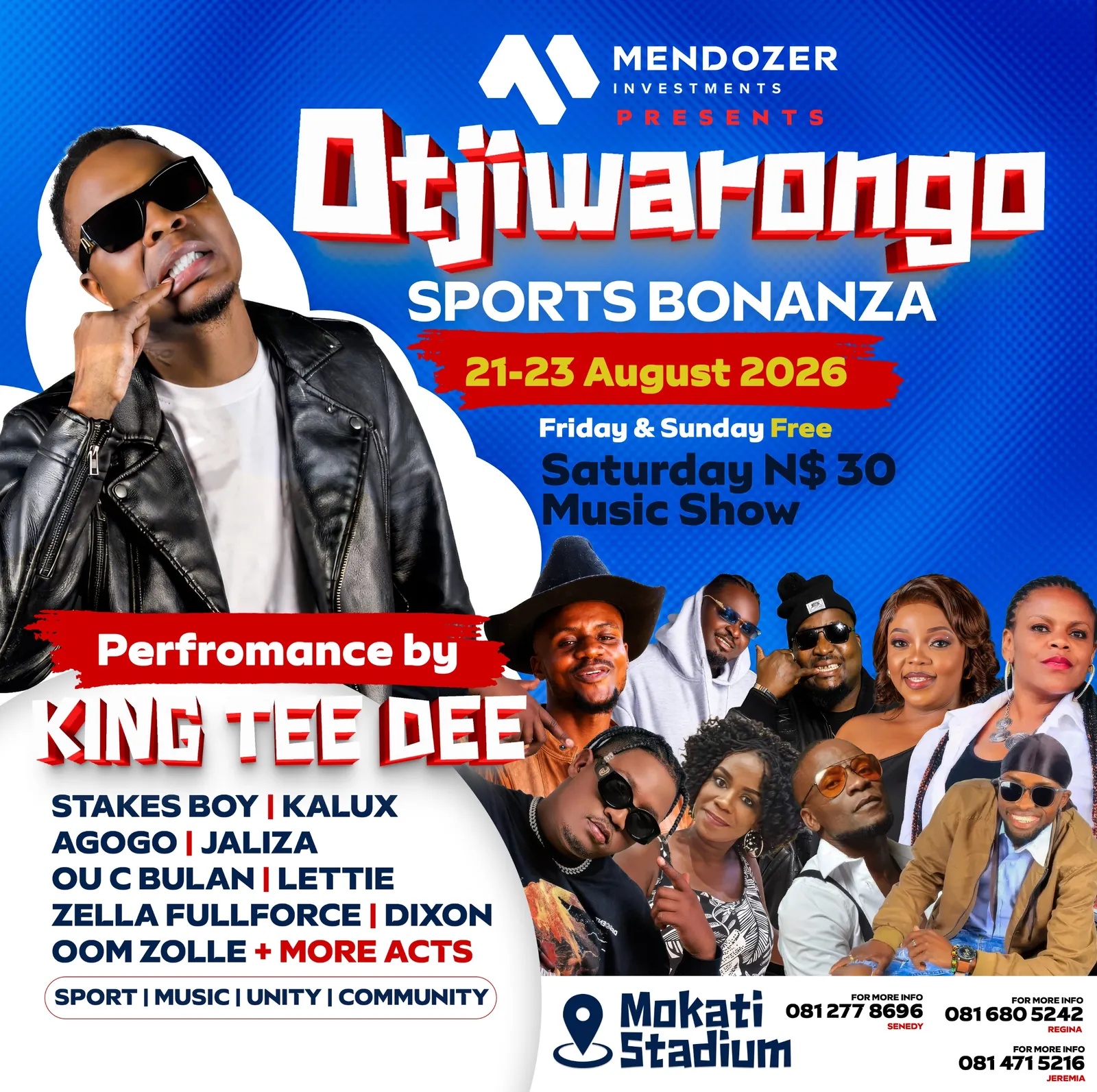 Full lineup poster with King Tee Dee and supporting local acts