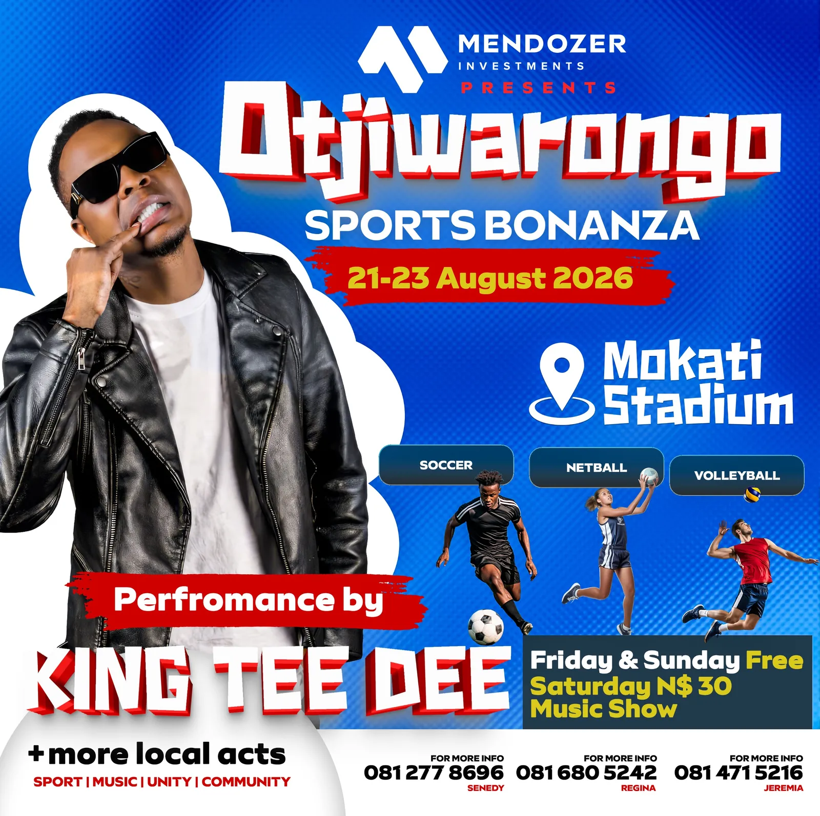 King Tee Dee poster for Otjiwarongo Sports Bonanza 2026