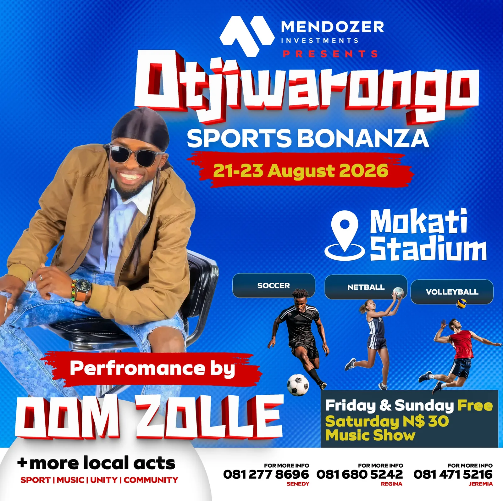 Om Zolle poster for Otjiwarongo Sports Bonanza 2026