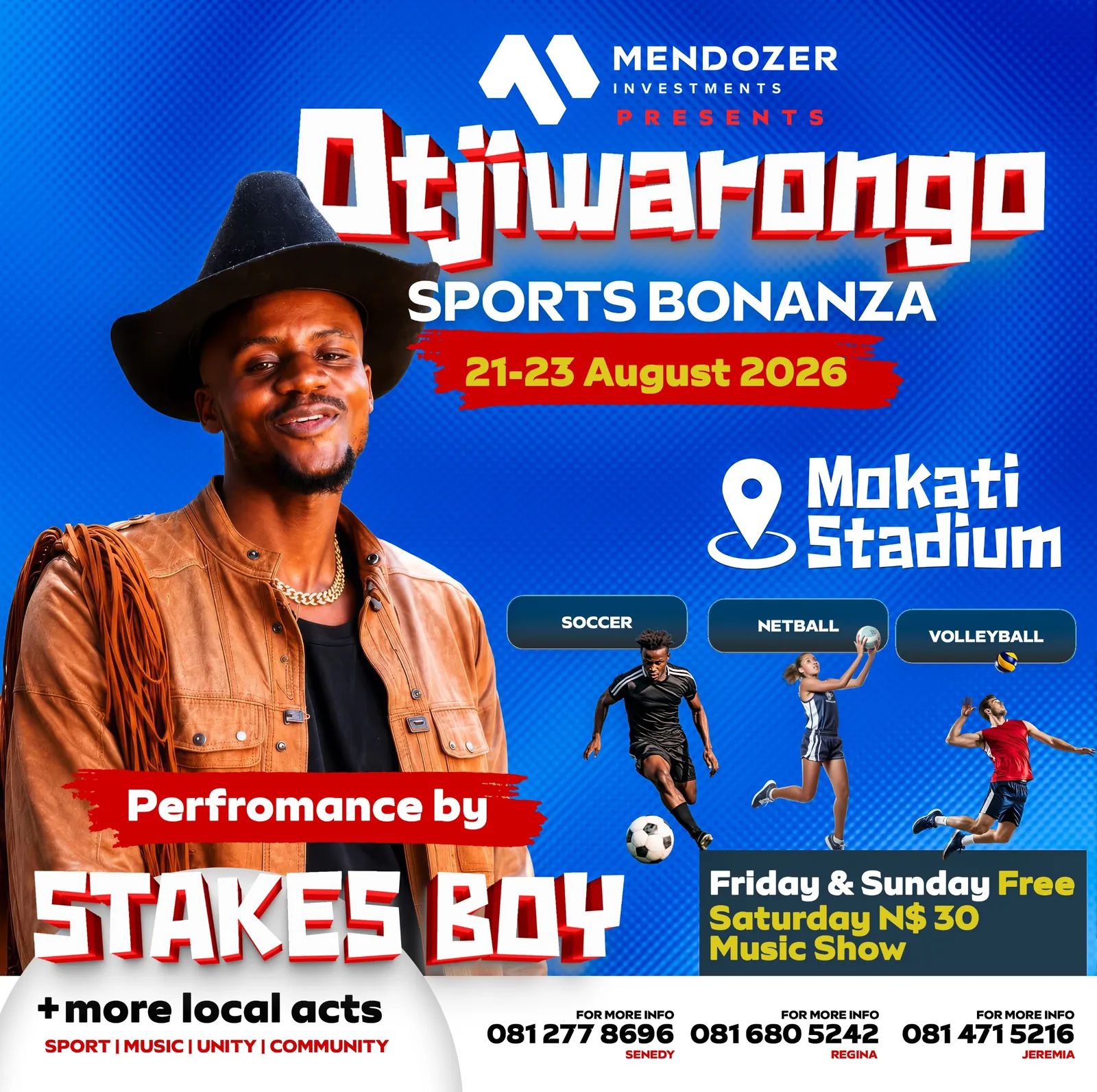 Stakes Boy poster for Otjiwarongo Sports Bonanza 2026